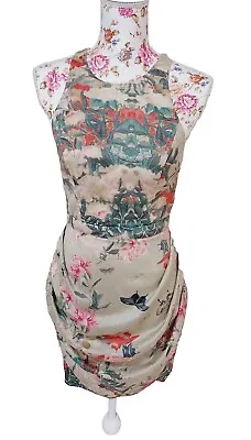 Zimmermann Silk Dress Sz. 6 - 8 / 1 Ruched  Mini  Floral Butterfly  • $90