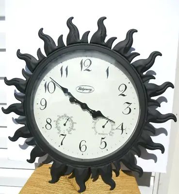 Vintage Ridgeway Wrought Iron Black Sun Clock • $145