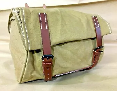 New Made Vintage Swiss Army Bicycle Handlebar Bag Pouch CANVAS & LEATHER Gift • $41.50