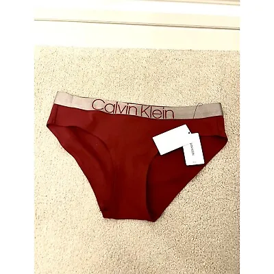 Calvin Klein Womens Icon Bikini Cherry Red Underwear - Size Small • £12.49