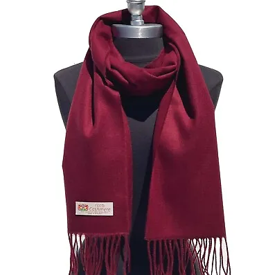 Men Womens WINTER 100% CASHMERE SCARF SOLID Wine Made In England Soft Wool Wrap • $10.50