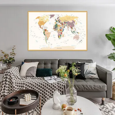 World Map Political Geography Large Poster Vintage Wall Prints Home Decoration • $6.32
