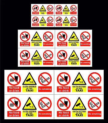 £4.98 • Buy Pack Of 4, 8 & 12 No Food Or Drink, CCTV, No Smoking Taxi Window Sticker 3 Sizes