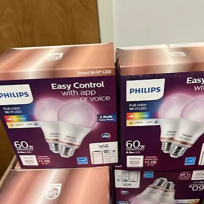 Philips Smart Wi-Fi Connected LED 60W A19 Light Bulb (9290023833A) Pack Of4 • $20