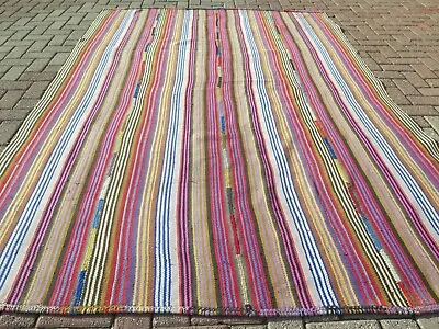 Multicolored Area Rugs Turkish Kilim Boho Rug Handmade Carpet FloorRug72 X105  • $356.86