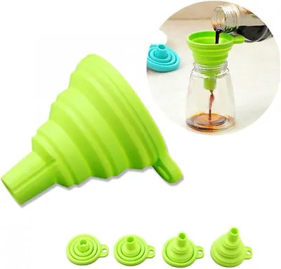 Silicone Collapsible Funnel Flexible Foldable Kitchen Funnel For Water Bottle UK • £2.71