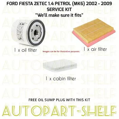 Ford Fiesta 1.4 Zetec 02-09 Service Kit Filters (mk6) Petrol Oil Air & Cabin • £24.14