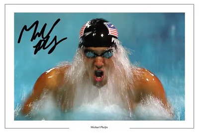 Michael Phelps Signed Photo Print Autograph Swimming Olympics • £3.79