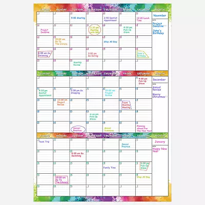 Large Dry Erase Calendar For Wall – 3 Month Calendar(Vertical) Dry Erase Calend • $12.83