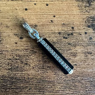 David Yurman Lexington Small Barrel Pendant W/ Black Onyx & White Diamonds • $675