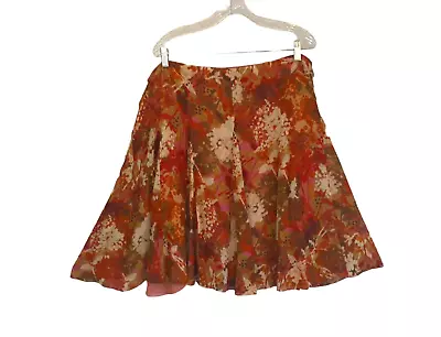 Sigrid Olsen Silk Skirt NEW Color Desert Bloom Floral Semi-Sheer Lined  Size 16 • $39.95