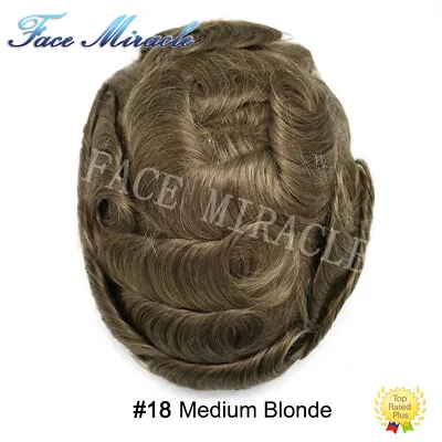 Mens Toupee Human Hair Replacement Durable Skin PU Injected System Wig For Men • $99.99