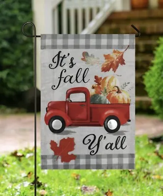Its Fall Y'all Pumpkin Patch Leaves Farm Truck Mini Window Garden Yard Flag New • $8.97