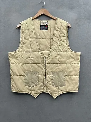 Vintage Cabela’s Quilted Hunting Vest Men’s 48 Beige Thinsulate 70s 80s • $22