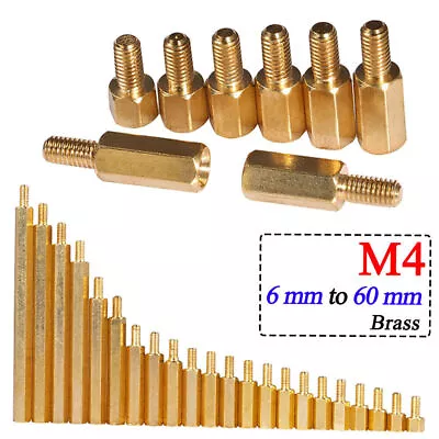 HQ M4 Male Female Thread Brass Hexagonal Standoff Spacer Pillars 6~60mm For PCB • £1.79