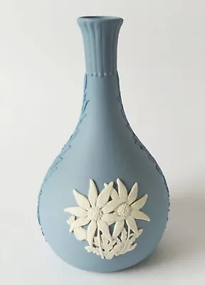 Wedgwood Blue Jasperware Vase Australian Flannel Flower • $210.57