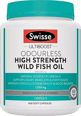 400 Capsules Swisse Ultiboost Odourless High Strength Wild Fish Oil • $44.50