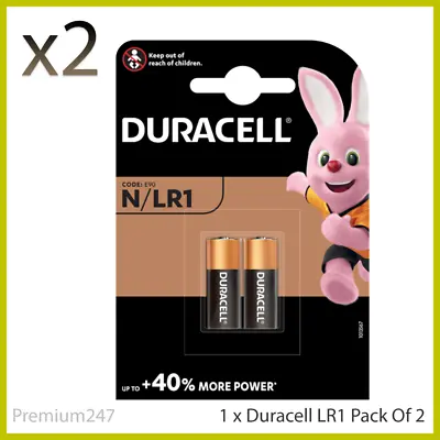 2 X DURACELL N MN9100 1.5V Alkaline Batteries LR1 E90 AM5 KN Longest Expiry • £3.69