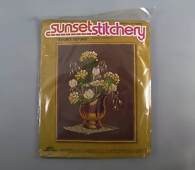 Vintage Sunset Stitchery Nature's Textures Crewel Embroidery Kit 2470 NOS 1970 • $14.95
