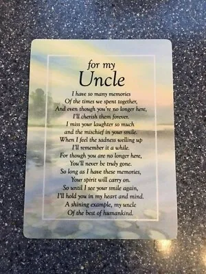 Uncle Waterproof Memorial Grave Card Graveside Remembrance Poem Grave Keepsake • £2.99