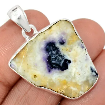 Natural Violet Flame Opal Slice - Mexico 925 Silver Pendant Jewelry CP34071 • $15.99