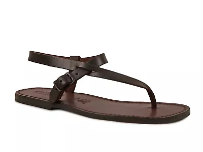 Handmade Brown Leather Ankle Strap Thong Sandals For Men • £102