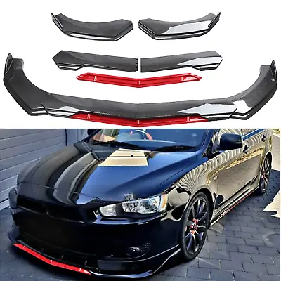 For Mitsubishi Lancer Front Bumper Lip Splitter Spoiler+Strut Rods Carbon Fiber • $99.99