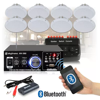 £58 • Buy Cafe Restaurant Shop Bluetooth Amplifier Ceiling Speaker System Kit Choice 2,4,8