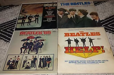 Lot 4 Beatles Records Vinyl Covers POOR Condition Something New Help '65 Vintage • $24.99
