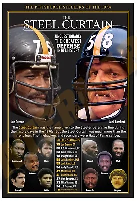 STEELERS ‘STEEL CURTAIN’: GREATEST DEFENSE IN HISTORY 13x19 COMMEMORATIVE POSTER • $19.95