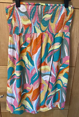 £0.99 • Buy USED - Accessorise - A Bandeau Dress/coverup- Abstract Floral - Large Uk 16-18