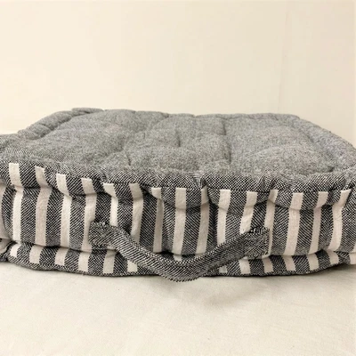 £11.95 • Buy Grey Cambridge Stripe Floor Cushion | Luxury Cotton Large Chair Garden Seat Pad