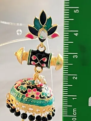 Indian Bollywood Gold Blue  Meenakari Jhumka Jhumki Earring Gift Jewellery • $12.62