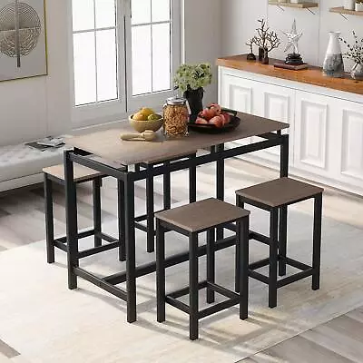 5-Piece Kitchen Counter Height Set Dining Table With 4 Chairs (Dark Brown) • $297.51