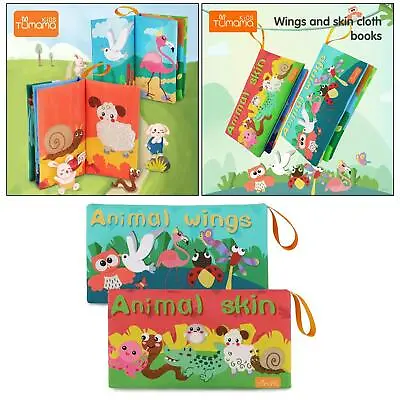 Animal Fabric Cloth Book Soft Tails Books Activity Crinkle Book Toys For Early • £6.53