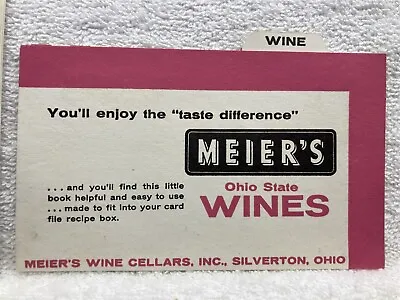 1950s 1960s Meier's Ohio State Wines Index Card Divider Advertising Vtg • $5.99