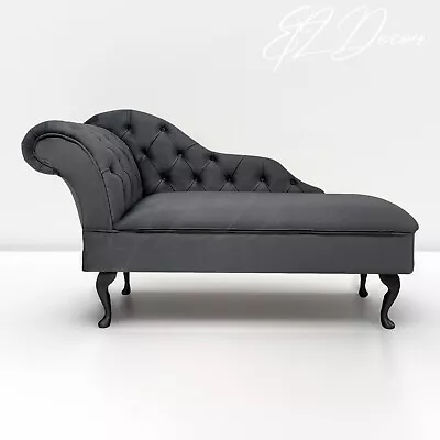 Chaise Lounge Chesterfield Sofa Grey Accent Chair Lucian Tufted Longue • £324.49