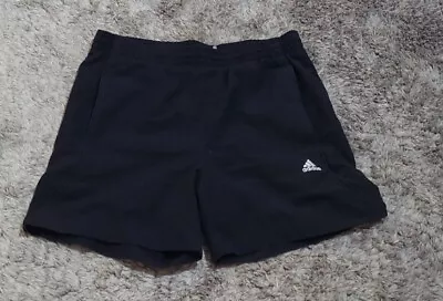 MENS Adidas SHORTS BLACK POLYESTER SZE LARGE GOOD CLEAN CONDITION #037 • $19.99