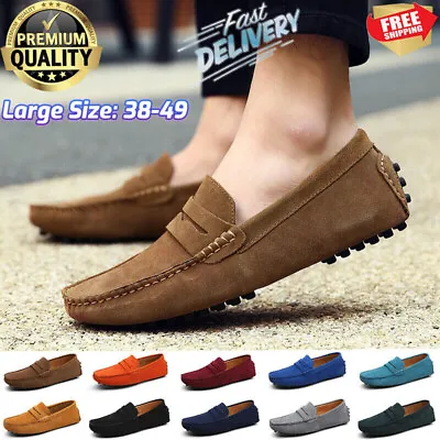 Suede Leather Men Casual Shoes Loafers Driving Moccasins Slip On Leather Shoes • $32.42