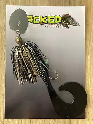 WHACKED LURES AUST ~ 1oz CHATTERBAIT ~ BLACK & GOLD ~ 8  Grub Trailer • $16