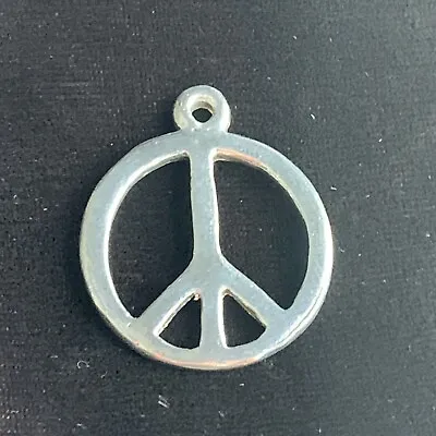 Vintage Silver Tone Peace Sign Open Pendant 90s Hippie Jewelry • $9.95