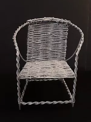 Vintage Wicker Dolly Chair Sparkly Silver Metal Frame • $12.99