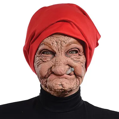 Old Lady Woman Granny Nanny Gypsy Scary Halloween Face Mask Fancy Dress Costume • £12.68
