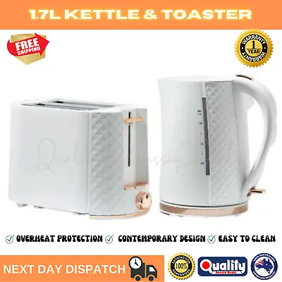 $77.15 • Buy Target Combo Set 1.7L Kettle & 2 Slice Toaster Cordless Boiler White Rose Gold
