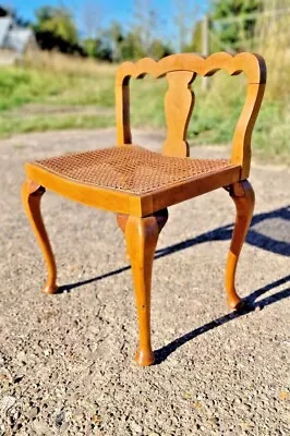 Antique Vintage Cane Rattan Double Wooden Hall Stool Seat - Piano Duet Chair • £119.99