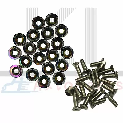 NEW 20 PCS NEO CHROME Aluminium Fender Washers/Bolt ENGINE BAY Dress-Up Kit • $10.88