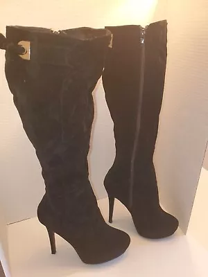 Women Stiletto High Heel Knee High Boots Slim Liliana Black Size 8.5 Used • $7.99