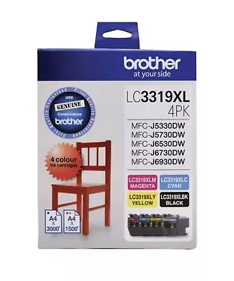 **GENUINE** Brother LC 3319XL Ink Cartridges 4 Colour Value Pack | FREE POSTAGE • $139