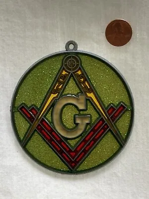 1989 Freemason Masonic G Symbol Leaded Stained Glass Suncatcher • $9.99