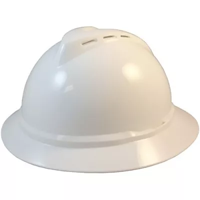 MSA Advance Full Brim Vented Hard Hat With 4 Pt Ratchet Suspension - White • $31